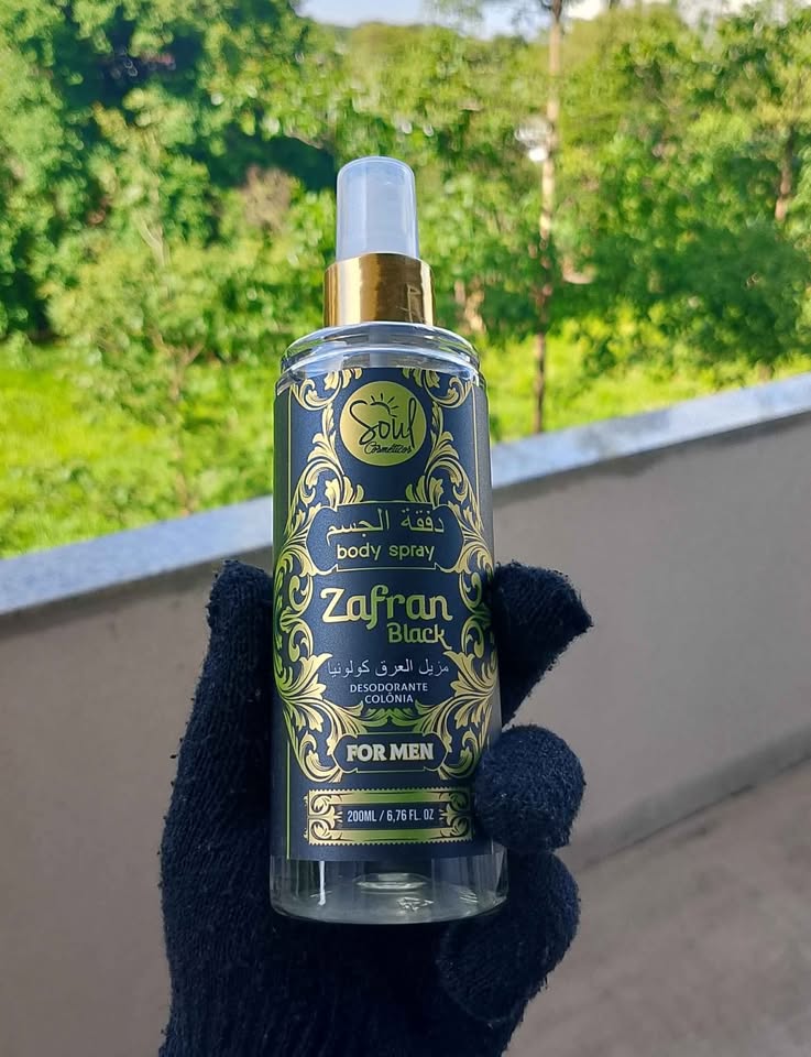 Body Splash Zafran Black 200 ml – Soul Cosméticos | Elegância oriental masculina 🖤